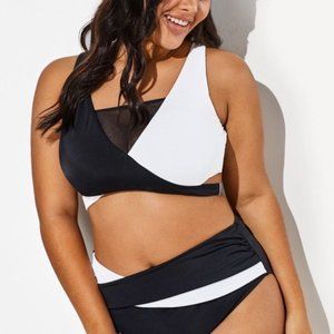Colorblock Stylish Wrap Swimsuit Bikini Set